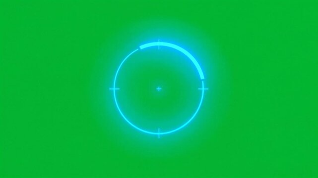 Animated blue circular targeting hud crosshair on green screen HD video for video editing