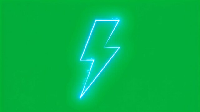 Neon blue lightning bolt animation for video overlay on green background HD video for video editing