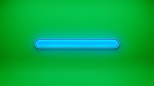 Blue neon loading bar progress indicator on chroma key green background HD video for video editing