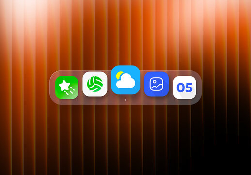 Glassmorphic App Dock UI Icon Mockup