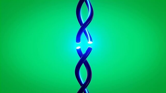 Broken glowing DNA helix spiral animation separating HD video for video editing genetic HD video for video editing