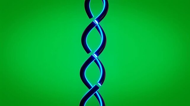 Abstract glowing double helix structure DNA model rotating HD video for video editing