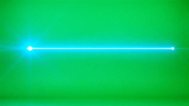Bright neon blue light beam streak effect on chroma green background HD video for video editing