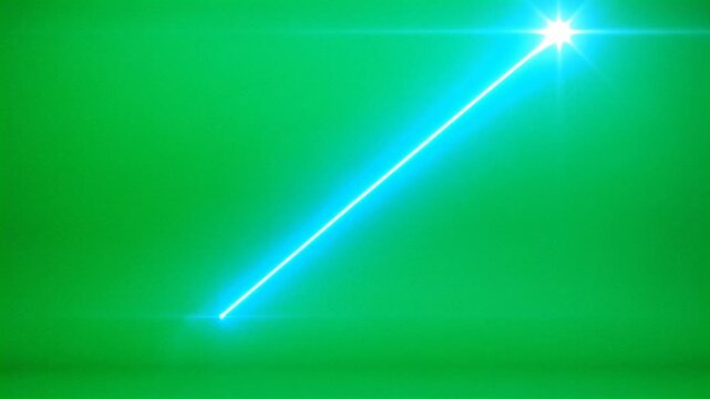Glowing blue laser beam pointing moving across green screen HD video for video editing