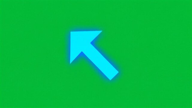 Neon light blue arrow pointing right on green background HD video for video editing