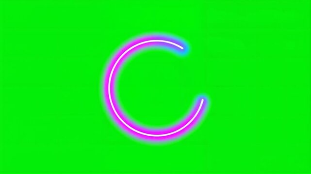 Abstract colorful glowing neon ring on green screen HD video for video editing circle HD video for video editing