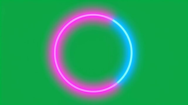 Glowing neon circle loading animation against green background HD video for video editing