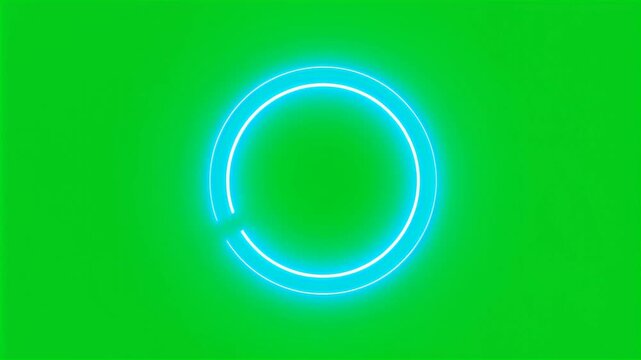 Glowing neon blue circular loading progress indicator over chroma key green background HD video for video editing