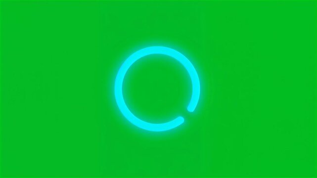 Glowing blue circle loading spinner animation on green screen HD video for video editing