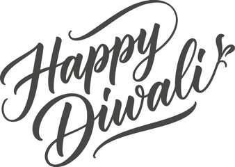 Fototapeta premium Elegant black hand written calligraphy text for happy diwali festival of lights greeting card isolated on a clean white background for seasonal design