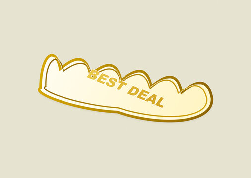 Yellow best deal scalloped edge decorative sticker as clean cutout