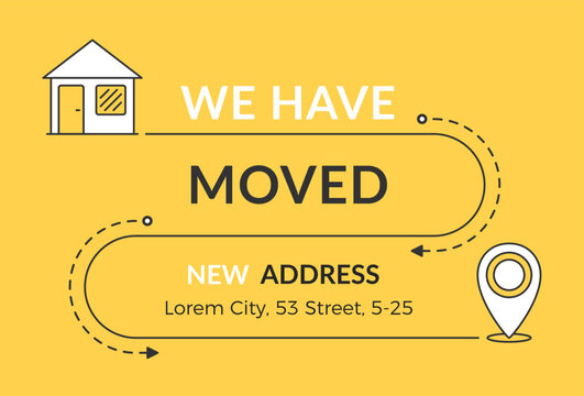We have moved banner featuring a winding path connecting a house icon to a location pin