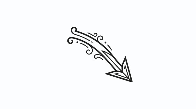 Decorative swirling arrow illustration with elegant curves.