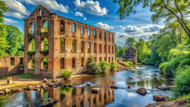 Mill ruins from the s on the saluda river in columbia south carolina