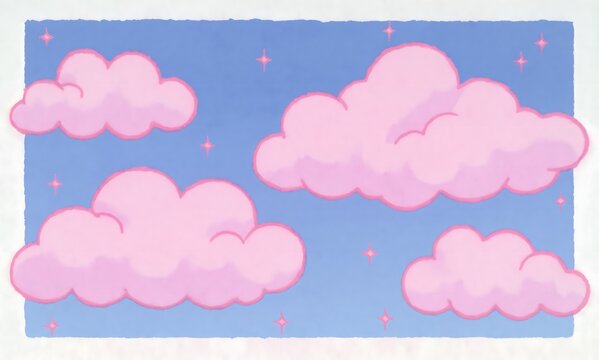 very simple delicate watercolor clouds in light pink on white background