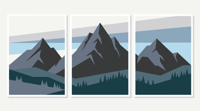 Minimalist mountain landscape vector. Abstract geometric peaks with clean angular lines.