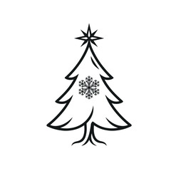 Obraz premium christmas tree vector illustration, silhouette