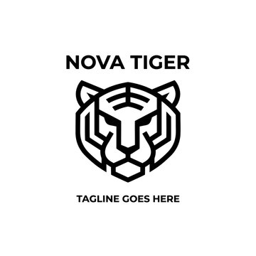 Bold feline mascot logo using sharp geometric lines for sports or technology brands.