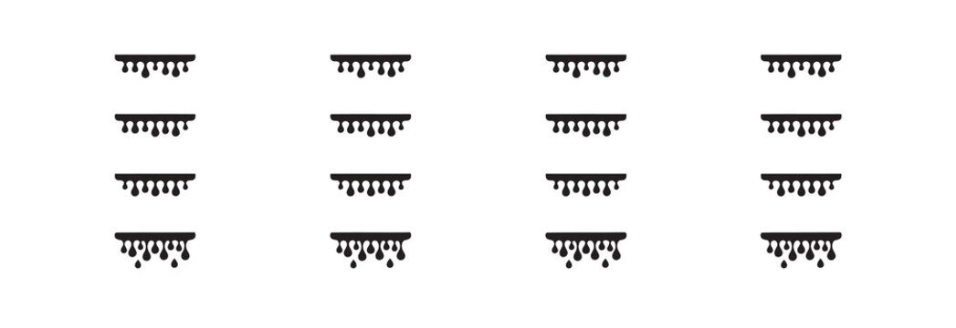 Collection of black paint drip borders and liquid ink splatter elements for creative designs