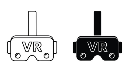 Fototapeta premium VR headset icon set. Virtual reality glasses symbol for gaming and metaverse technology.