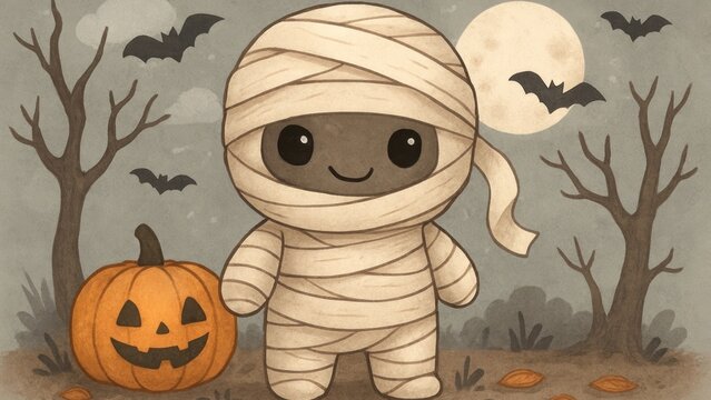 Cute mummy with Halloween theme.