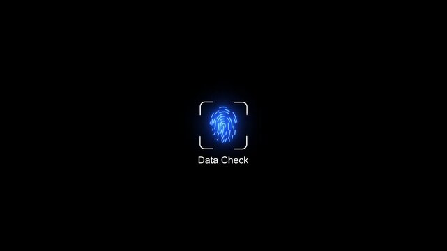 Digital fingerprint biometric scanner animation: secure data verification and identity authentication process