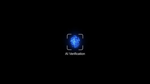 Ai fingerprint biometric verification process animation with success checkmark artificial intelligence
