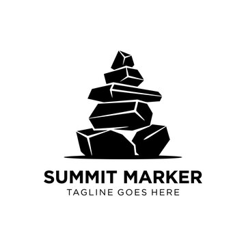 Zen-inspired rock pile icon representing balance, hiking, and outdoor pathfinding stability.