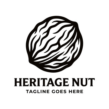 Bold black and white seed icon representing roots, heritage, and healthy food products or agricultural heritage.