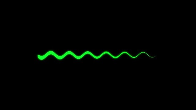 Neon green wavy sine wave line animation on black background