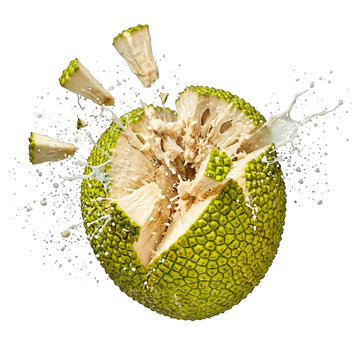 Illustration of Fresh green fruit exploding with seeds isolated on transparent background.