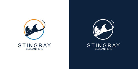 Fototapeta premium Simple stingray fish logo design with modern concept premium vector