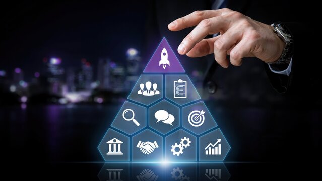 Business strategy and development concept with pyramid