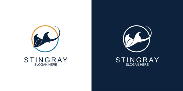 Simple stingray fish logo design with modern concept premium vector