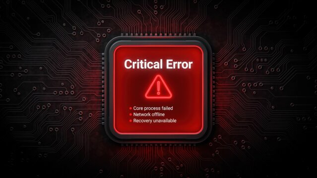 Critical error message on a computer chip processor