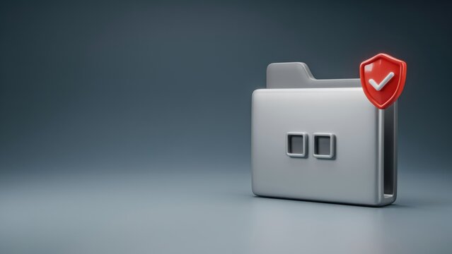 3d render of a secure folder icon with a shield