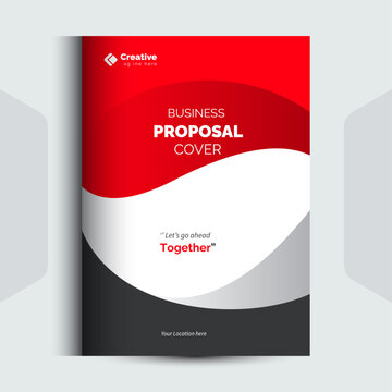 Professional business proposal cover design template with modern abstract red and white waves
