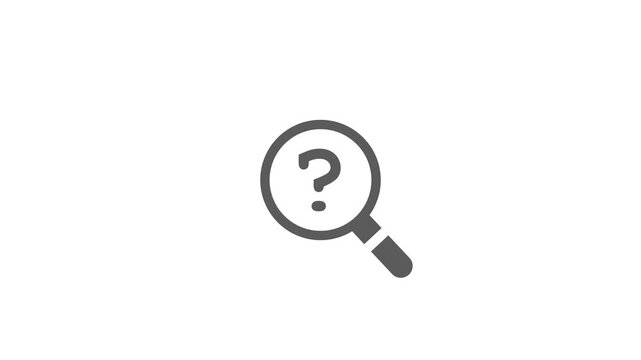 Minimalist magnifying glass animation with question mark symbol for search and inquiry concepts