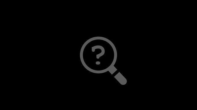 Minimalist magnifying glass with question mark animation for search and inquiry concepts investigation