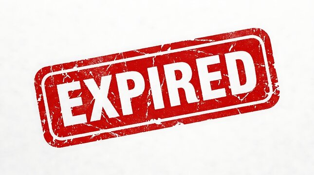 A distressed red rubber ink marking displaying the bold text stating that a specific document or a contractual agreement has reached the conclusion of its validity period during business