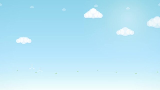 Vector Illustration of a Clear Blue Sky with Minimalist White Fluffy Clouds and Abstract Nature Elements for Serene Graphic Design Backgrounds