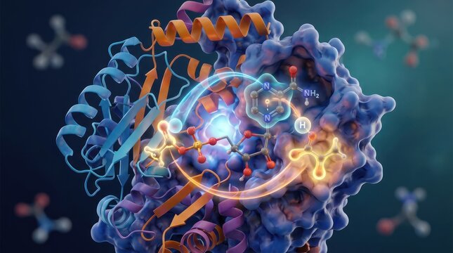 Complex molecular structure in a scientific abstract representation