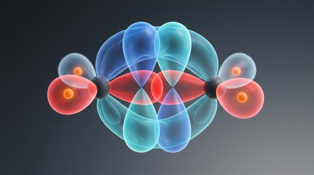 Atomic orbital electron cloud model schematic illustration