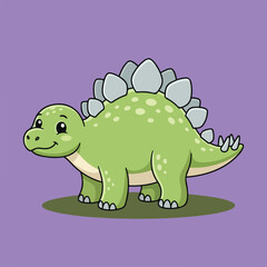 Cute Cartoon Stegosaurus Dinosaur Character Vector Illustration. © Dike