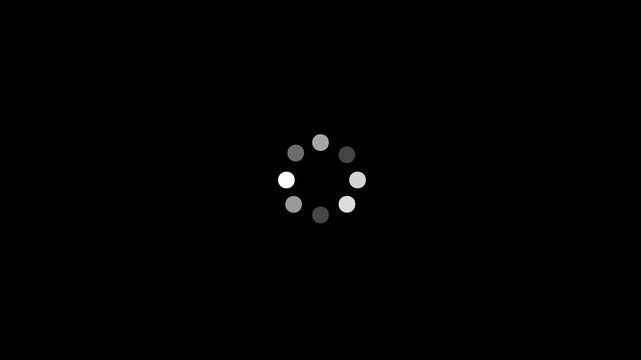 minimal circular loading spinner with animated opacity dots seamless loop ui loading indicator.