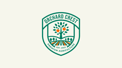 Fototapeta premium Orchard Crest Premium Agriculture Logo Design.