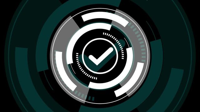 Futuristic digital hud element with circular target design and glowing light technology patterns for sci-fi user interface graphics on a dark background for modern tech projects