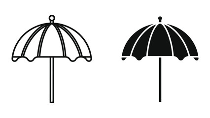 Beach umbrella icons. Summer parasol vector symbols for vacation and travel design. © Zexo