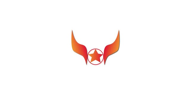 Animation of wings, circles, and stars. Simple logo symbol animation.