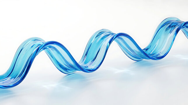 Blue liquid ribbon flowing in sine wave flowing liquid